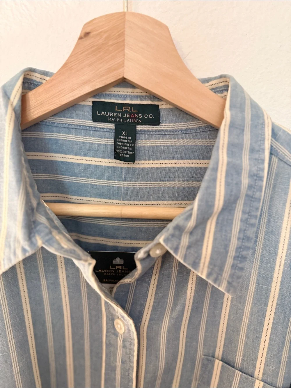 Reposhing Lauren Ralph Lauren Women’s Blue & White Striped Button-Down Shirt NWT - Picture 10 of 13
